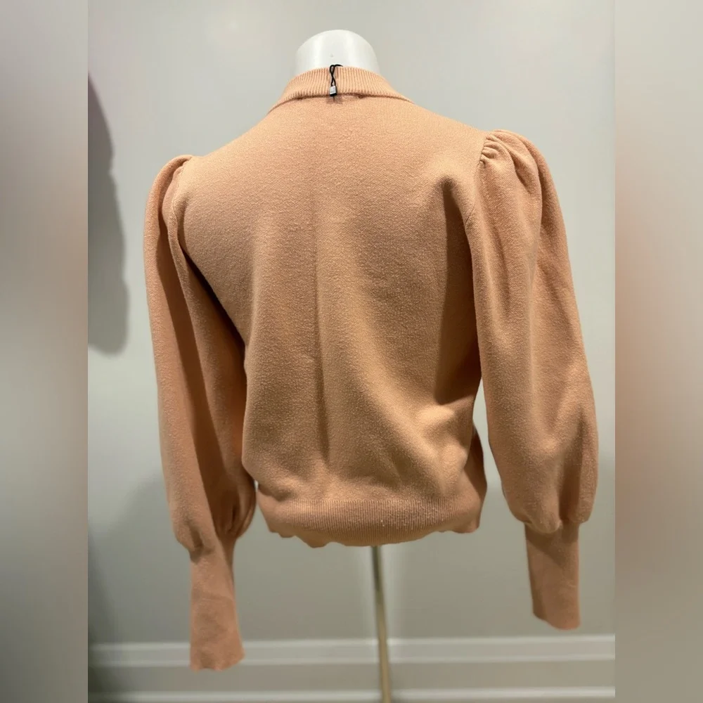 Women's Peach Puff Mock Neck Puff-Sleeve Sweater - Picture 4 of 9